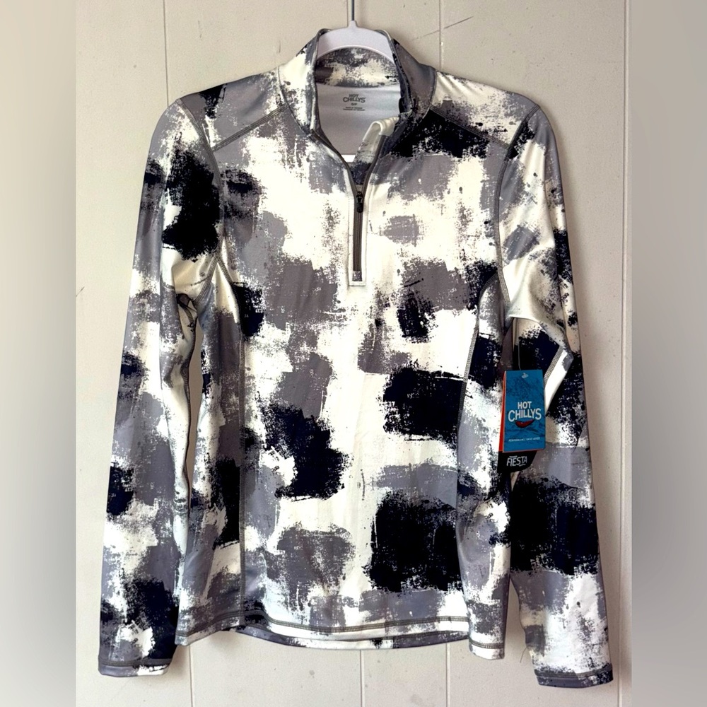 NWT Hot Chillys Women's Micro-Elite Chamois URBAN CAMO 1/4 Zip S